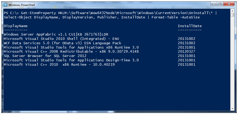 PowerShell Command to List Installed Software on Windows