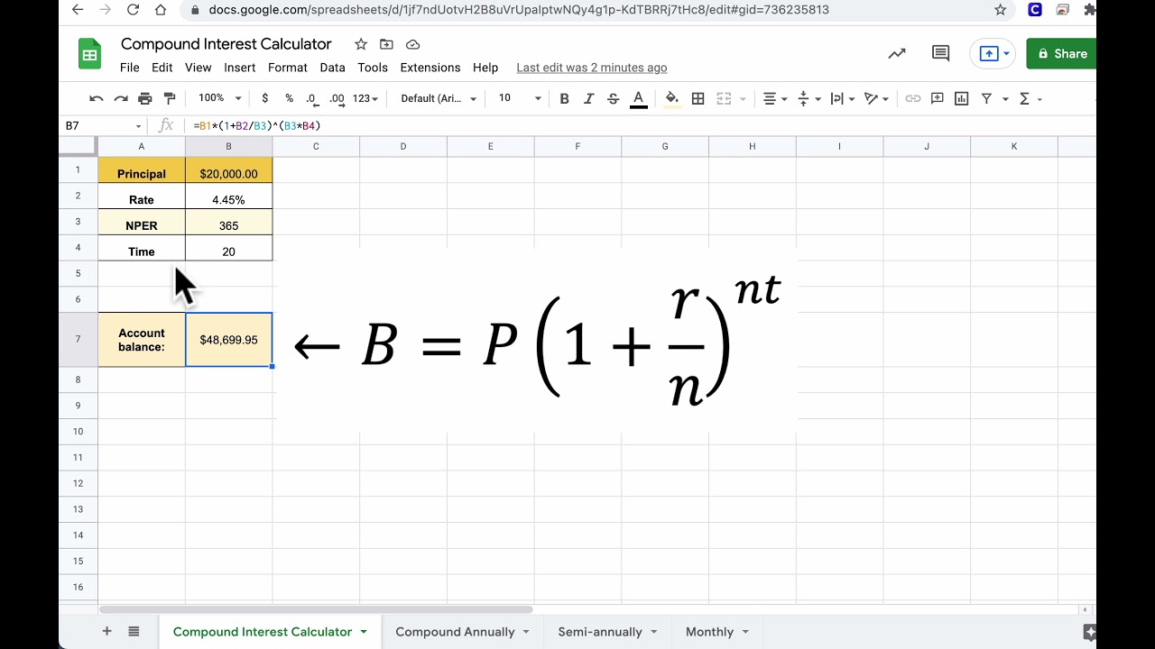 How to Use the Compound Interest Formula in Google Sheets?