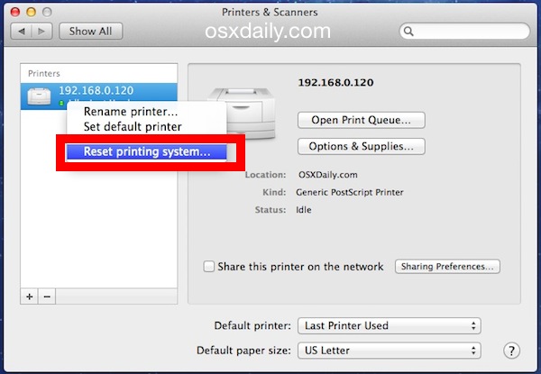 Mac OS X reset printing system explained, fix your printer in minutes