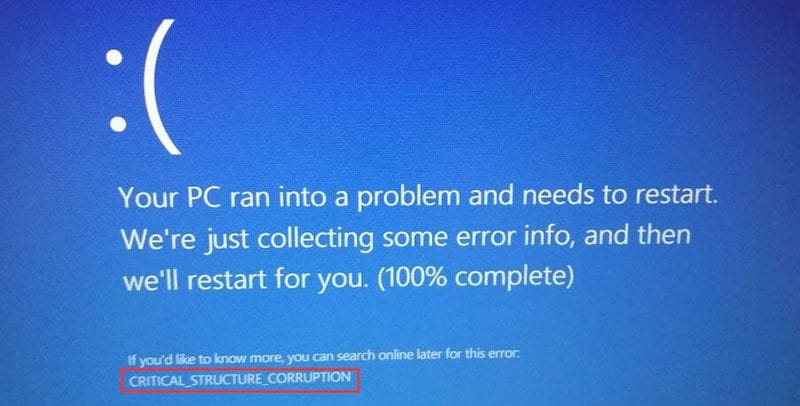 Troubleshooting BSOD Critical Structure Corruption Problems